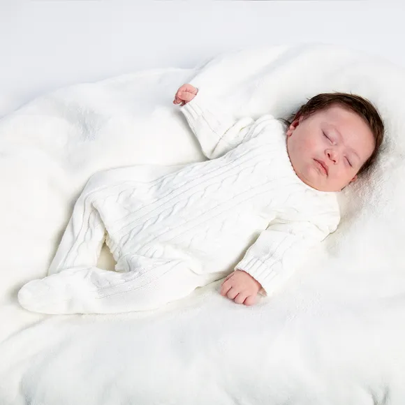 Macacão Manga Longa Batizado Tricot Bebe Tip Top