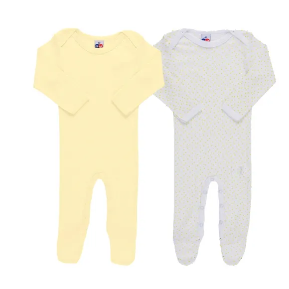Kit 2 Peças Macacão Bebê Manga Longa Ribana