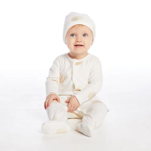 Macacão Com Touca Bebê Estampa Bolinhas Plush Tip Top