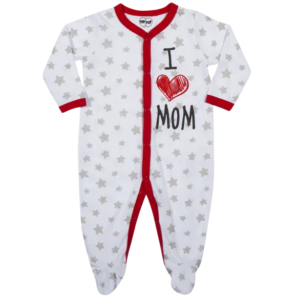 Macacão Bebê Com Touca Amo A Mamãe, Amo O Papai