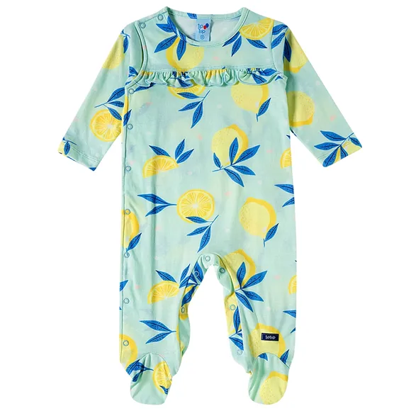 Macacão Lemon Meia Malha Estampada Bebê Tip Top