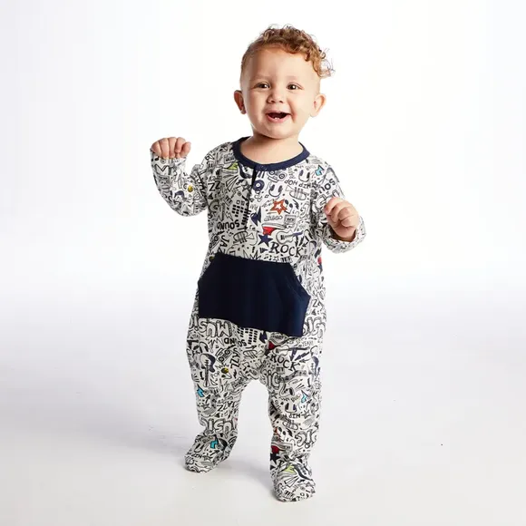 Macacão Bebê Music Meia Malha Estampada Tip Top
