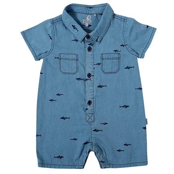 Macaquinho Bebê Shark Jeans Leve Tip Top