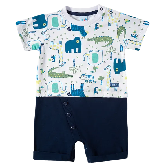 Macaquinho Bebê Zoo Meia Malha Estampada Tip Top