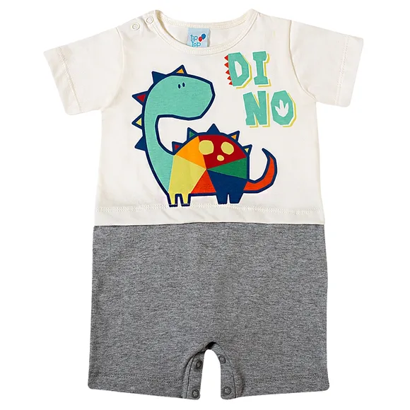 Macaquinho Bebê Manga Curta Dino Meia Malha Tip Top