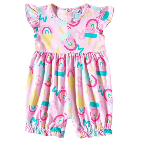 Banho De Sol Bebê Sorvete Meia Malha Estampada Tip Top