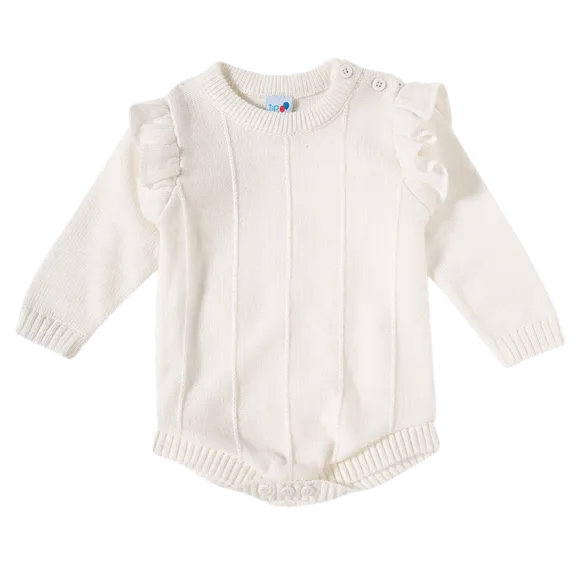 Body Manga Longa Batizado Tricot Bebê Tip Top