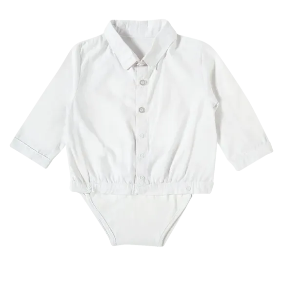 Body Bebê Manga Longa Batizado Tricoline Tip Top