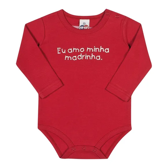 Body Manga Longa Bebê Divertido Madrinha E Padrinho Suedine 100% Algodão