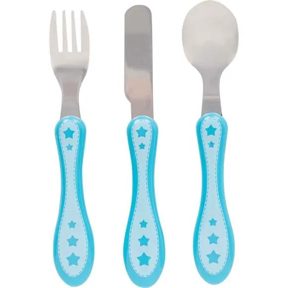 Kit Talher Inox Estrelinhas Azul Buba