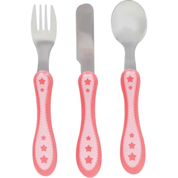 Kit Talher Inox Estrelinhas Rosa Buba