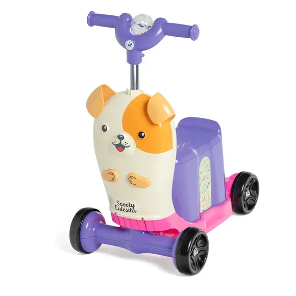 Triciclo Patinete 3 Estágios Scooty Dog Rosa Calesita