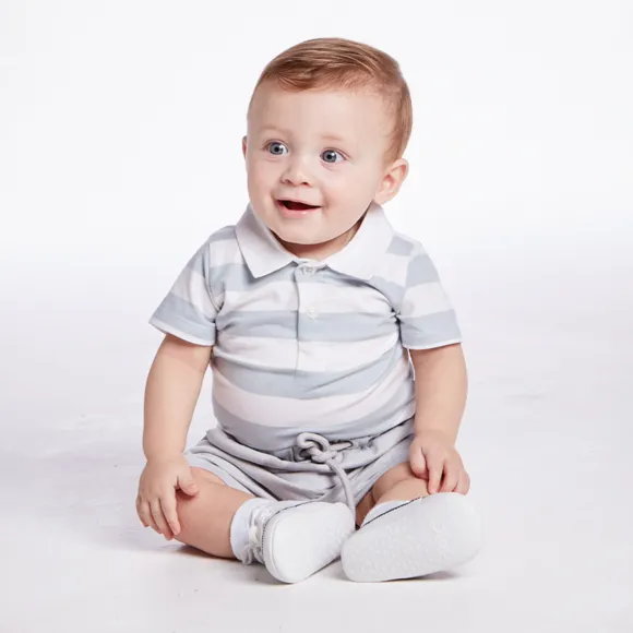 Conjunto Curto Listrado Bebê Malha Flamê Tip Top