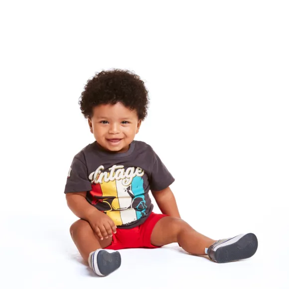 Conjunto Curto Lambreta Malha Flamê Bebê Tip Top