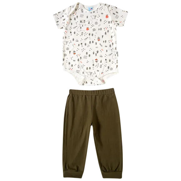 Conjunto Curto Camping Meia Malha Bebê Tip Top