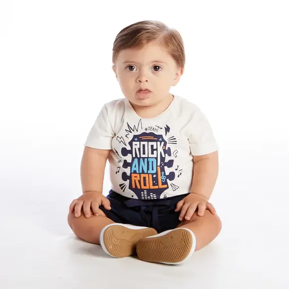 Conjunto Curto Bebê Music Meia Malha Tip Top