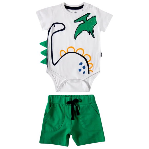 Conjunto Curto Bebê Dino Meia Malha Tip Top