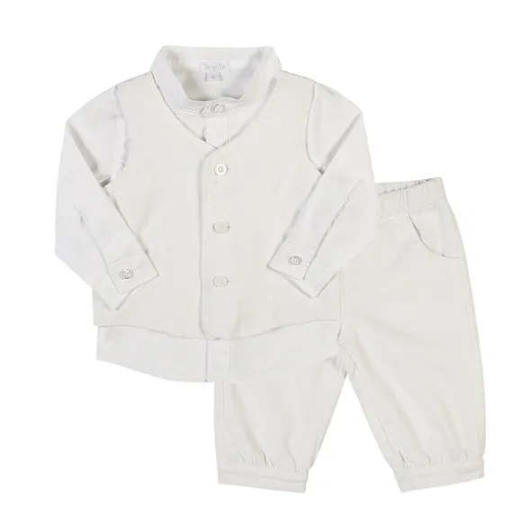 Conjunto 3 Peças Bebê Colete Com Camisa E Calça Jogger