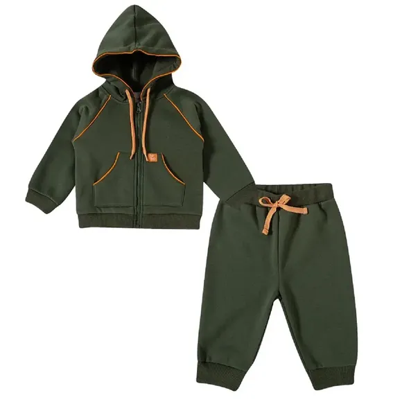 Conjunto Comprido Estampa Lisa Verde Moletom Bebê Tip Top