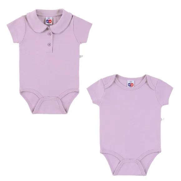 Kit Bebe Body  Curto Liso 2 Peças Suedine 100% Algodão