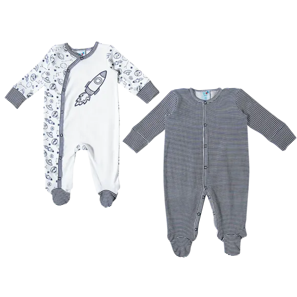 Kit 2 Macacões Divertidos Listras Suedine Bebê