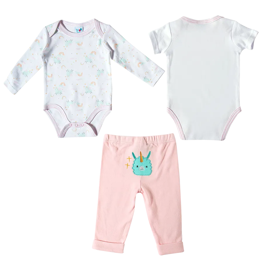 Kit 3 peças bebê desenhos divertidos suedine tip top - Kit 3 Peças