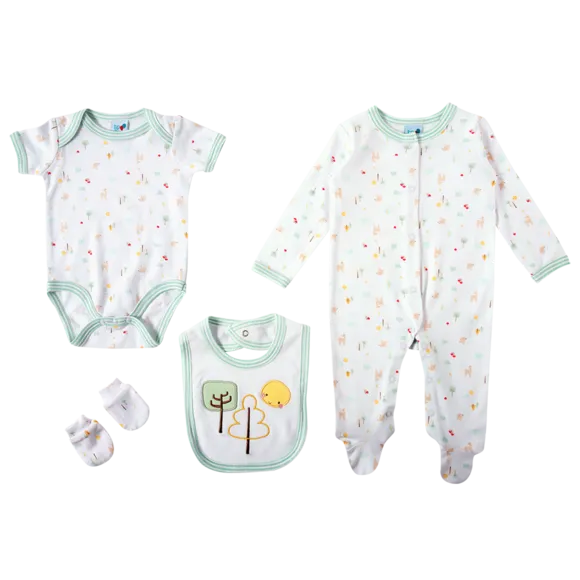 Kit Enxoval 4 Peças Bebê Diversas Suedine Tip Top