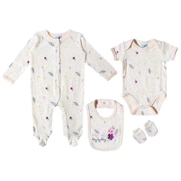 Kit Enxoval 4 Peças Bebê Diversas Suedine Tip Top