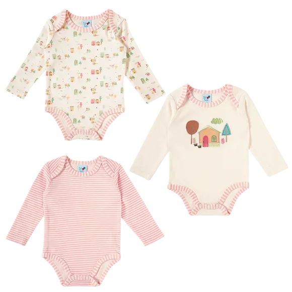Kit Bebê Body Manga Longa 3 Peças Suedine Estampado Tip Top