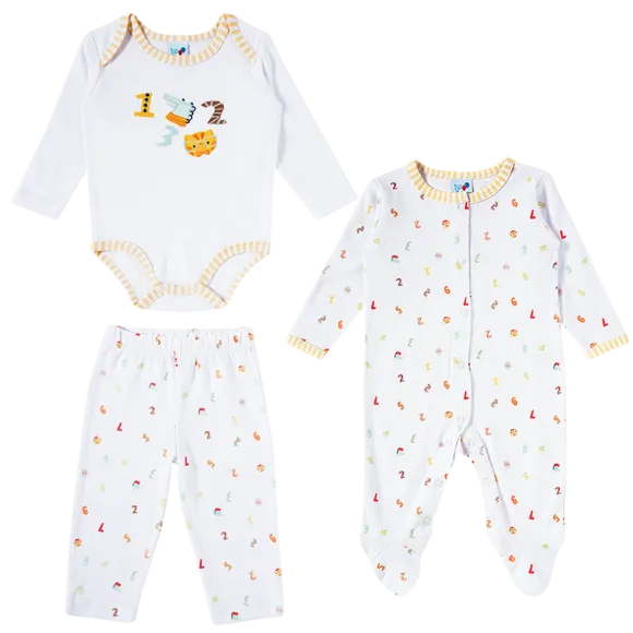 Kit Bebê Enxoval Três Peças Suedine Tip Top