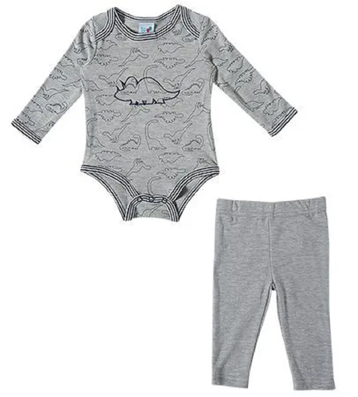 Kit Enxoval 2 Peças Bebê Body Manga Longa E Calça Suedine Tip Top