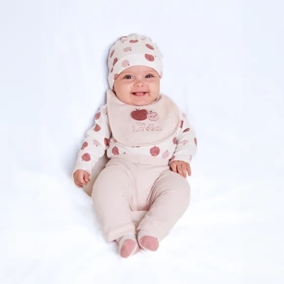 Kit Bebê Enxoval 5 Peças Body Calça Babador E Meia E Touca Tip Top