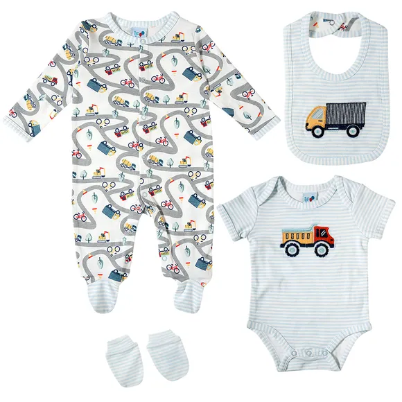 Kit Presente Enxoval 4 Peças Suedine Bebê Tip Top