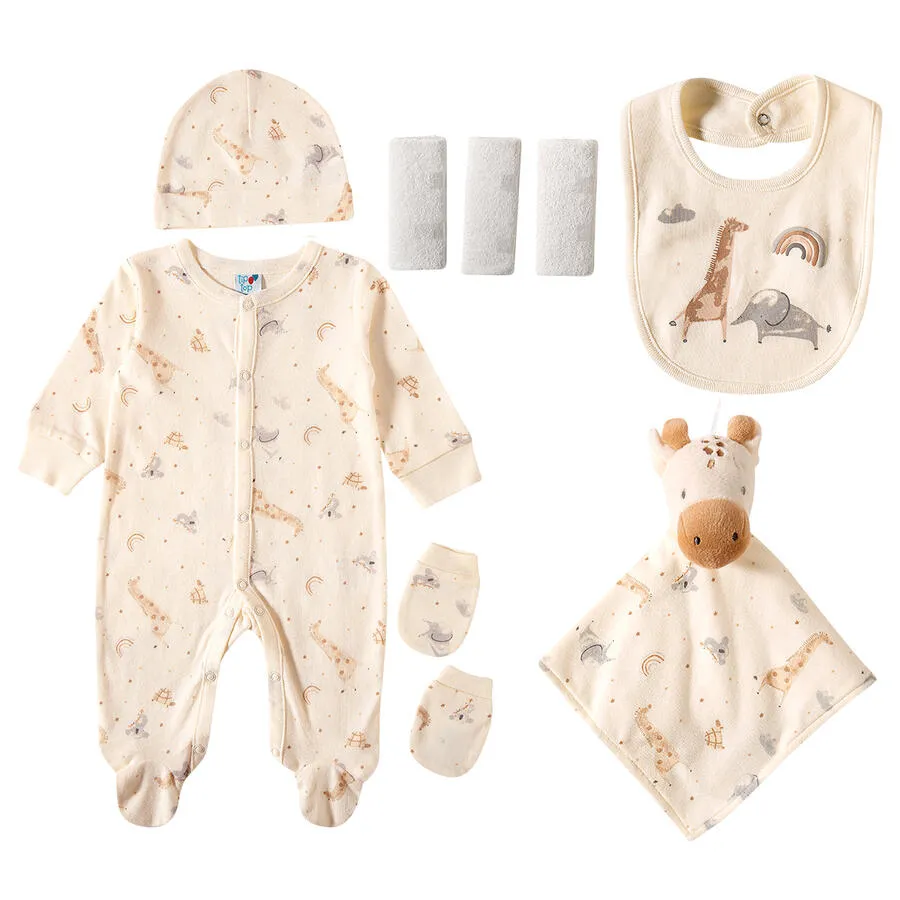 Kit enxoval bebê 6 peças suedine embalagem com cabide tip top