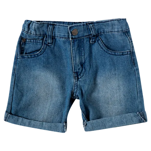 Bermuda Estampa Lisa Jeans Bebê Tip Top