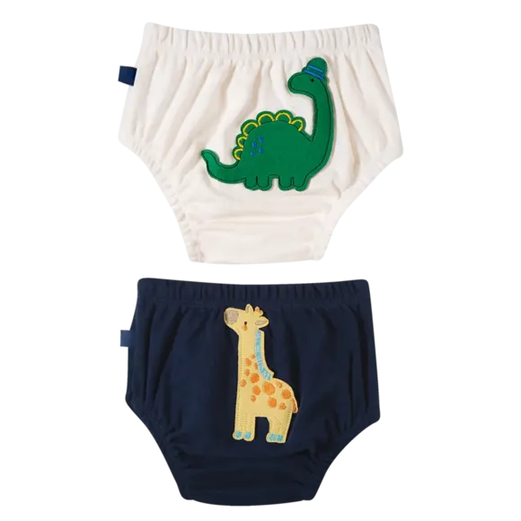 Kit 2 Cuecas Bebê Dino E Girafa Suedine Tip Top