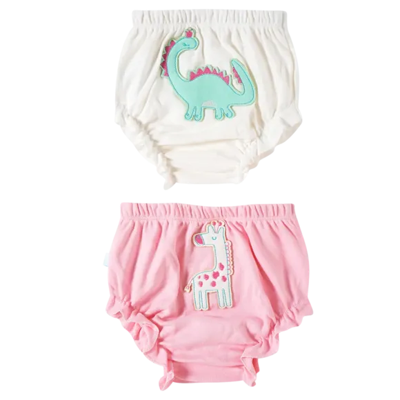 Kit 2 Calcinhas Bebê Girafa E Dina Suedine Tip Top