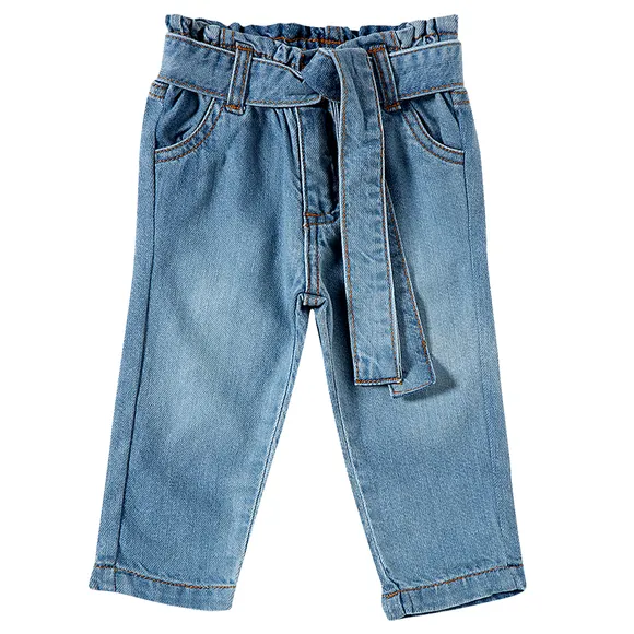 Calça Azul Claro Bebê Jeans Com Cintinho Tip Top