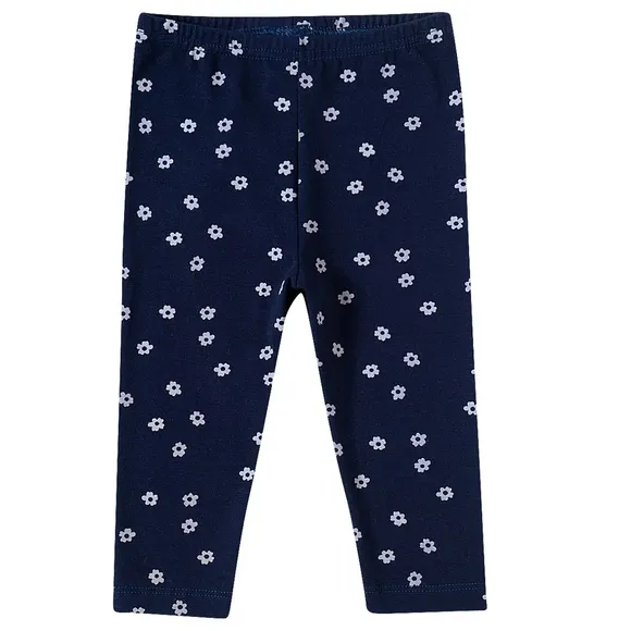 Calça Legging Bebê Com Florzinhas Cotton Tip Top