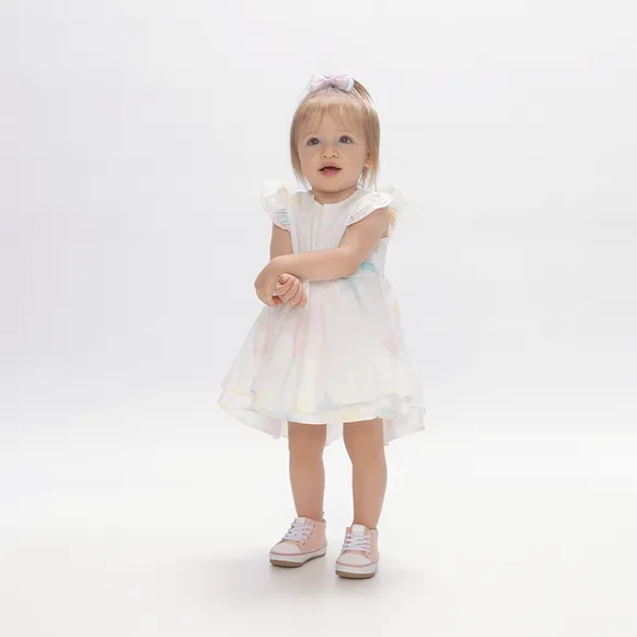 Vestido Manga Curta Sunshine Tricoline Bebê Tip Top