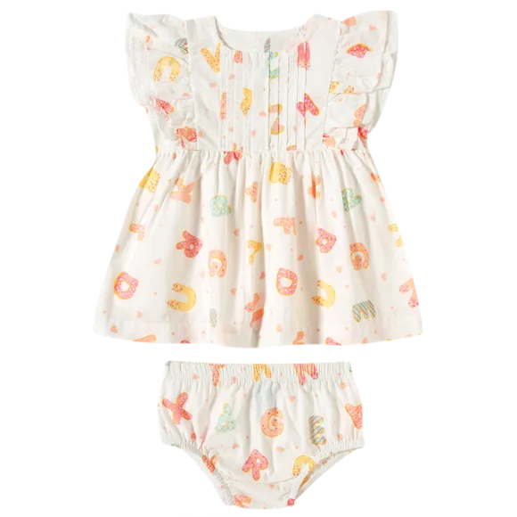 Vestido Manga Curta Abc Tricoline Bebê Tip Top