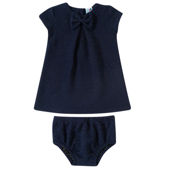 Vestido Manga Curta Blue Matelassê Bebê Tip Top