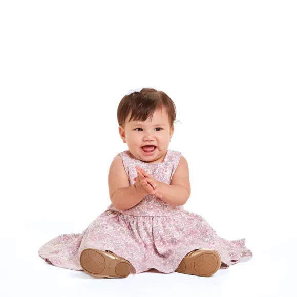 Vestido Manga Curta Floral Cetim Com Elastano Bebê Tip Top