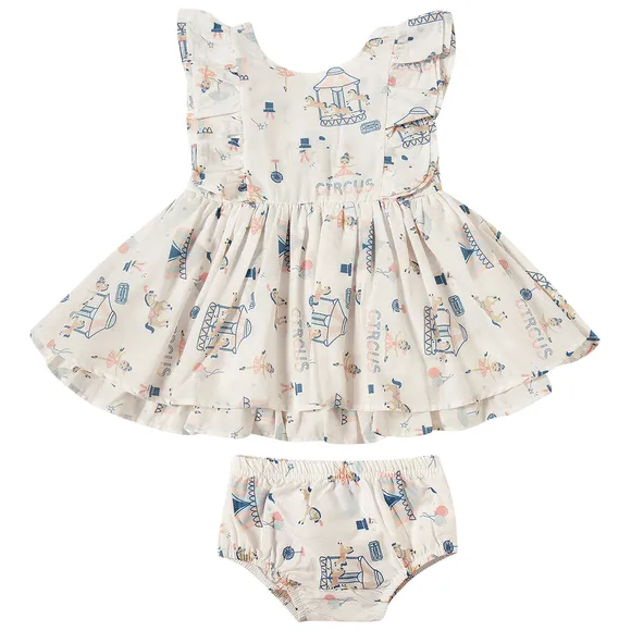 Vestido Manga Curta Bailarina Tricoline Bebê Tip Top