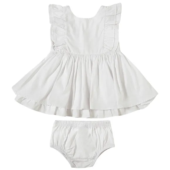 Vestido Manga Curta Batizado Tricoline Bebê Tip Top