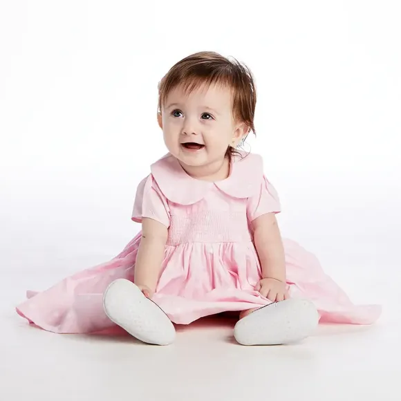 Vestido Manga Curta Bebê Com Bolinhas Tricoline Tip Top