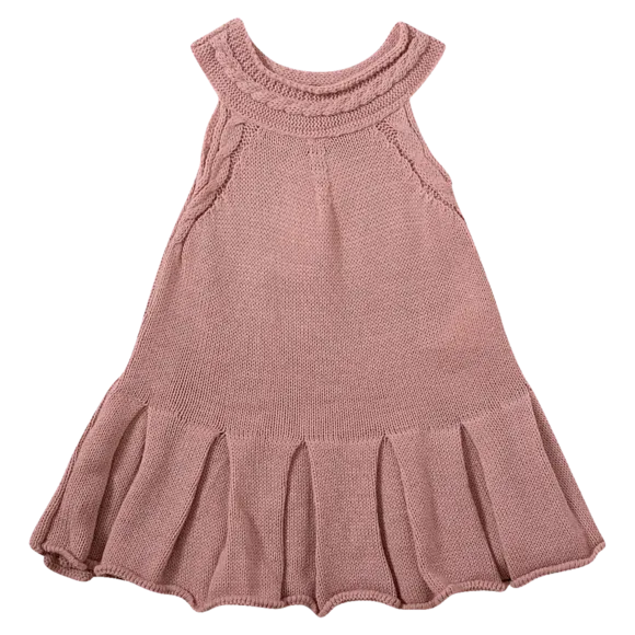 Vestido Bebê Rose Tricot Tip Top
