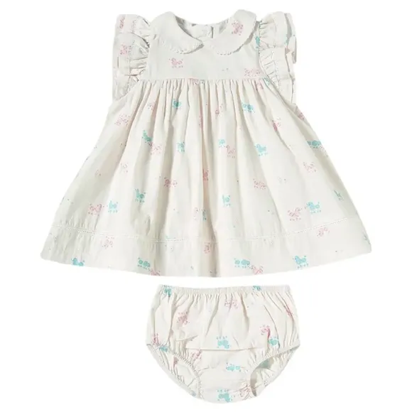 Vestido Manga Curta Bebê Dogs Tricoline Tip Top