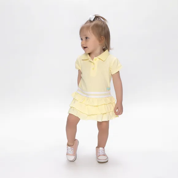 Vestido Manga Curta Sunshine Malha Piquet Bebê Tip Top