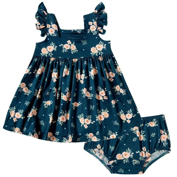 Vestido Manga Curta Com Calcinha Bebê Florzinhas Malha Tip Top
